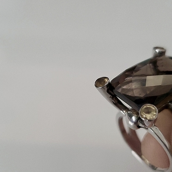 COCKTAIL Smokey Quartz Ring with Citrine Prongs | Size 6.75 - Picture 7 of 7